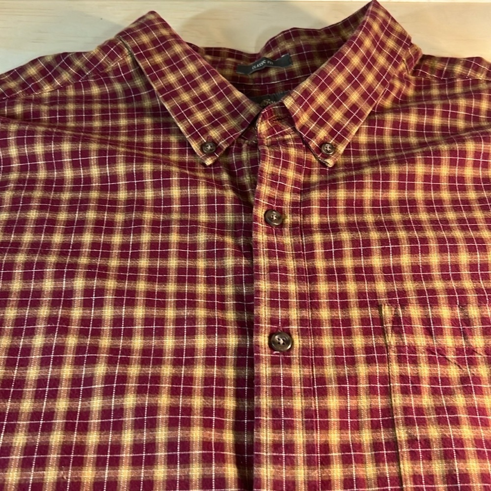Eddie Bauer Men's Plaid Shirt - Red and golden Brown